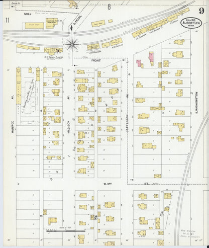 Sanborn Fire Insurance Map from Albert Lea, Freeborn County, Minnesota (1905), Sheet #0009 - Complete Map Set gallery image, historic Sanborn map, vintage wall art, Minnesota Minnesota