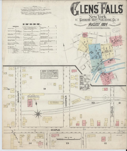 Sanborn Fire Insurance Map from Glens Falls, Warren County, New York. (1884) – Historic Sanborn Fire Insurance Map Print