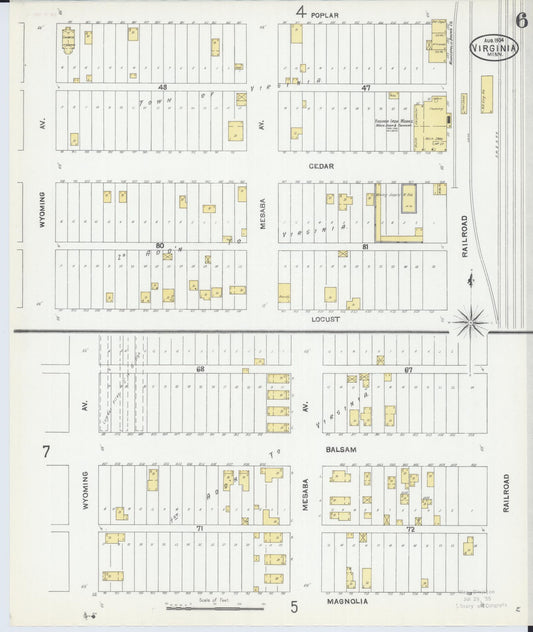 Sanborn Fire Insurance Map from Virginia, Saint Louis County, Minnesota (1904), Sheet #0006 - Historic Sanborn Fire Insurance Map Print, vintage old map wall art, antique decor, genealogy gift, Minnesota Minnesota map