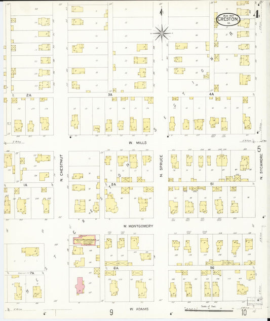 Sanborn Fire Insurance Map from Creston, Union County, Iowa (1907), Sheet #0004 - Historic Sanborn Fire Insurance Map Print, vintage old map wall art