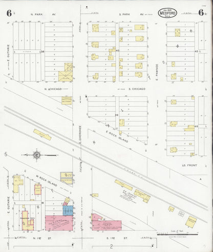 Sanborn Fire Insurance Map from Medford, Grant County, Oklahoma (1928), Sheet #0006 - Complete Map Set gallery image, historic Sanborn map, vintage wall art, Oklahoma Oklahoma