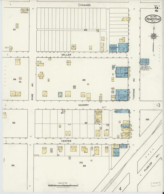 Sanborn Fire Insurance Map from Holmestead, Dade County, Florida (1920), Sheet #0002 - Historic Sanborn Fire Insurance Map Print, vintage old map wall art, antique decor, genealogy gift, Florida Florida map