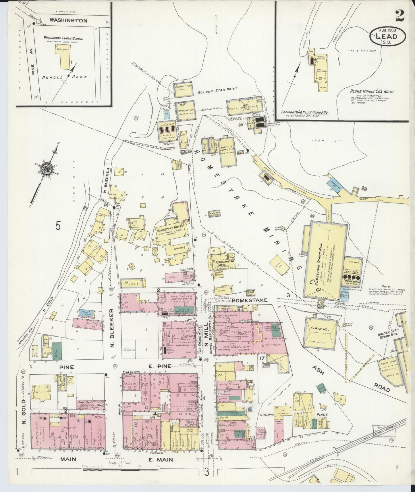 Sanborn Fire Insurance Map from Lead, Lawrence County, South Dakota (1909), Sheet #0002 - Complete Map Set gallery image, historic Sanborn map, vintage wall art, South Dakota South Dakota