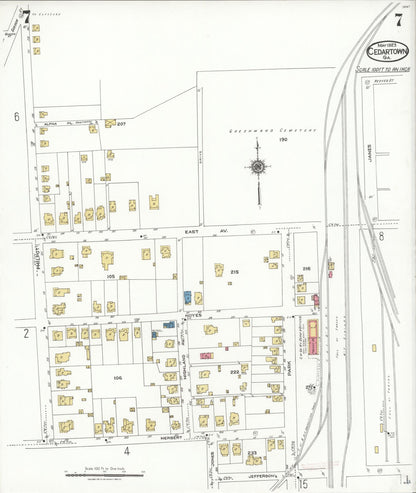 Sanborn Fire Insurance Map from Cedartown, Polk County, Georgia (1923), Sheet #0007 - Complete Map Set gallery image, historic Sanborn map, vintage wall art, Georgia Georgia