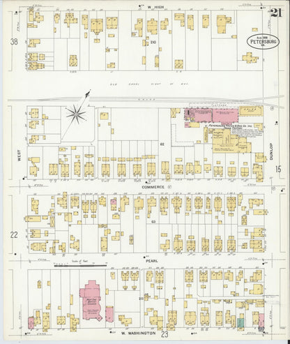 Sanborn Fire Insurance Map from Petersburg, Independent Cities, Virginia (1908), Sheet #0021 - Complete Map Set gallery image, historic Sanborn map, vintage wall art, Virginia Virginia