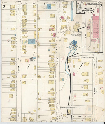 Sanborn Fire Insurance Map from Yeagertown, Mifflin County, Pennsylvania (1928), Sheet #0002 - Historic Sanborn Fire Insurance Map Print, vintage old map wall art, antique decor, genealogy gift, Pennsylvania Pennsylvania map
