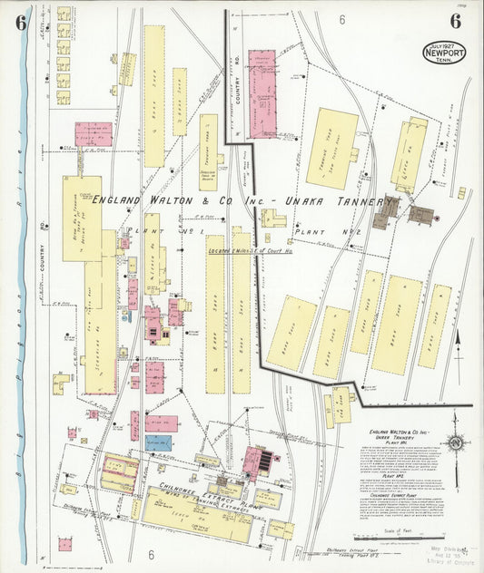 Sanborn Fire Insurance Map from Newport, Cocke County, Tennessee (1927), Sheet #0006 - Historic Sanborn Fire Insurance Map Print, vintage old map wall art, antique decor, genealogy gift, Tennessee Tennessee map