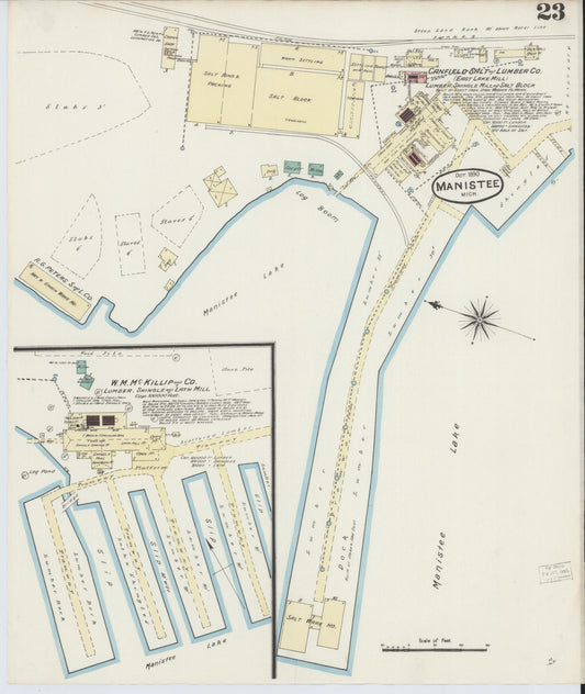 Sanborn Fire Insurance Map from Manistee, Manistee County, Michigan (1890), Sheet #0023 - Historic Sanborn Fire Insurance Map Print, vintage old map wall art, antique decor, genealogy gift, Michigan Michigan map