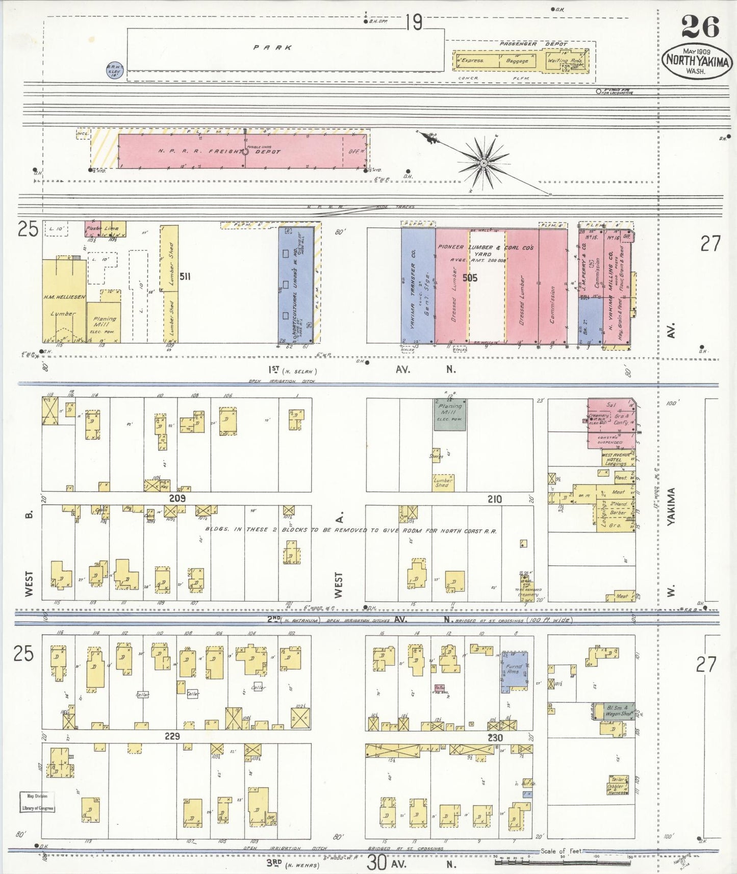 Sanborn Fire Insurance Map from North Yakima, Yakima County, Washington (1909), Sheet #0026 - Complete Map Set gallery image, historic Sanborn map, vintage wall art, Washington Washington
