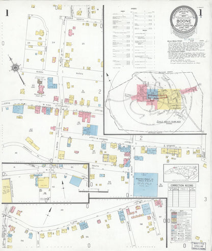 Sanborn Fire Insurance Map from Boone, Watauga County, North Carolina (1947), Sheet #0001 - Complete Map Set gallery image, historic Sanborn map, vintage wall art, North Carolina North Carolina