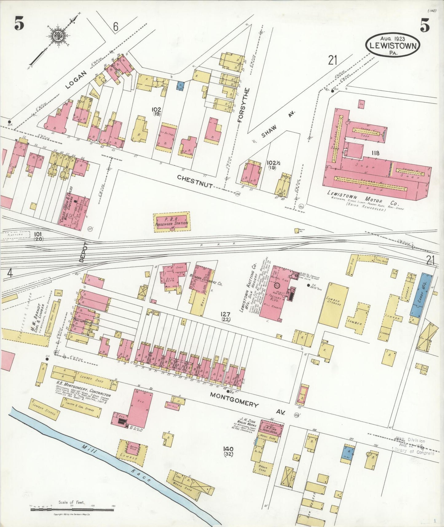 Sanborn Fire Insurance Map from Lewistown, Mifflin County, Pennsylvania (1923), Sheet #0005 - Complete Map Set gallery image, historic Sanborn map, vintage wall art, Pennsylvania Pennsylvania