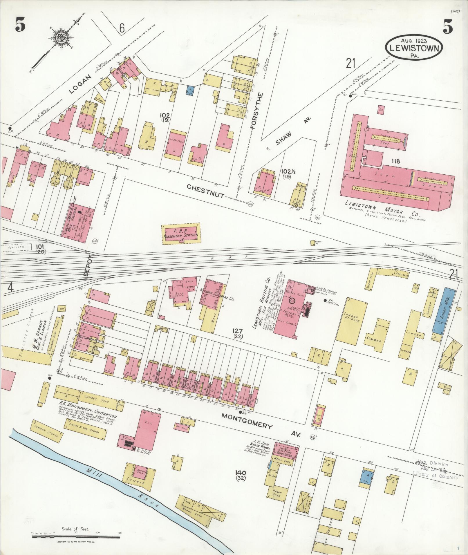 Sanborn Fire Insurance Map from Lewistown, Mifflin County, Pennsylvania (1923), Sheet #0005 - Complete Map Set gallery image, historic Sanborn map, vintage wall art, Pennsylvania Pennsylvania