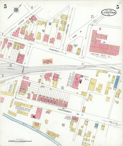 Sanborn Fire Insurance Map from Lewistown, Mifflin County, Pennsylvania (1923), Sheet #0005 - Complete Map Set gallery image, historic Sanborn map, vintage wall art, Pennsylvania Pennsylvania