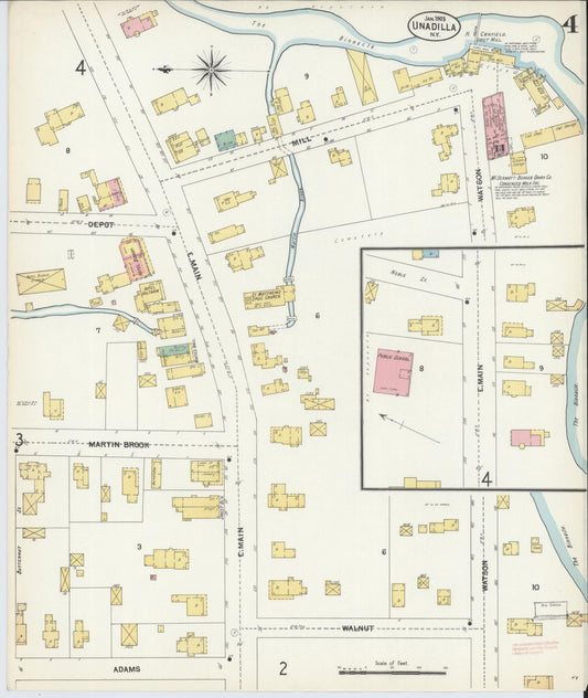 Sanborn Fire Insurance Map from Unadilla, Otsego County, New York (1903), Sheet #0004 - Historic Sanborn Fire Insurance Map Print, vintage old map wall art, antique decor, genealogy gift, New York New York map