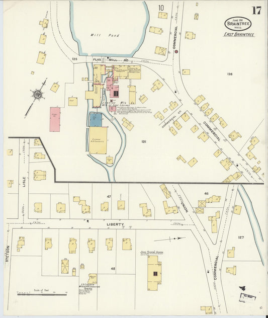 Sanborn Fire Insurance Map from Braintree, Norfolk County, Massachusetts (1911), Sheet #0017 - Historic Sanborn Fire Insurance Map Print, vintage old map wall art, antique decor, genealogy gift, Massachusetts Massachusetts map
