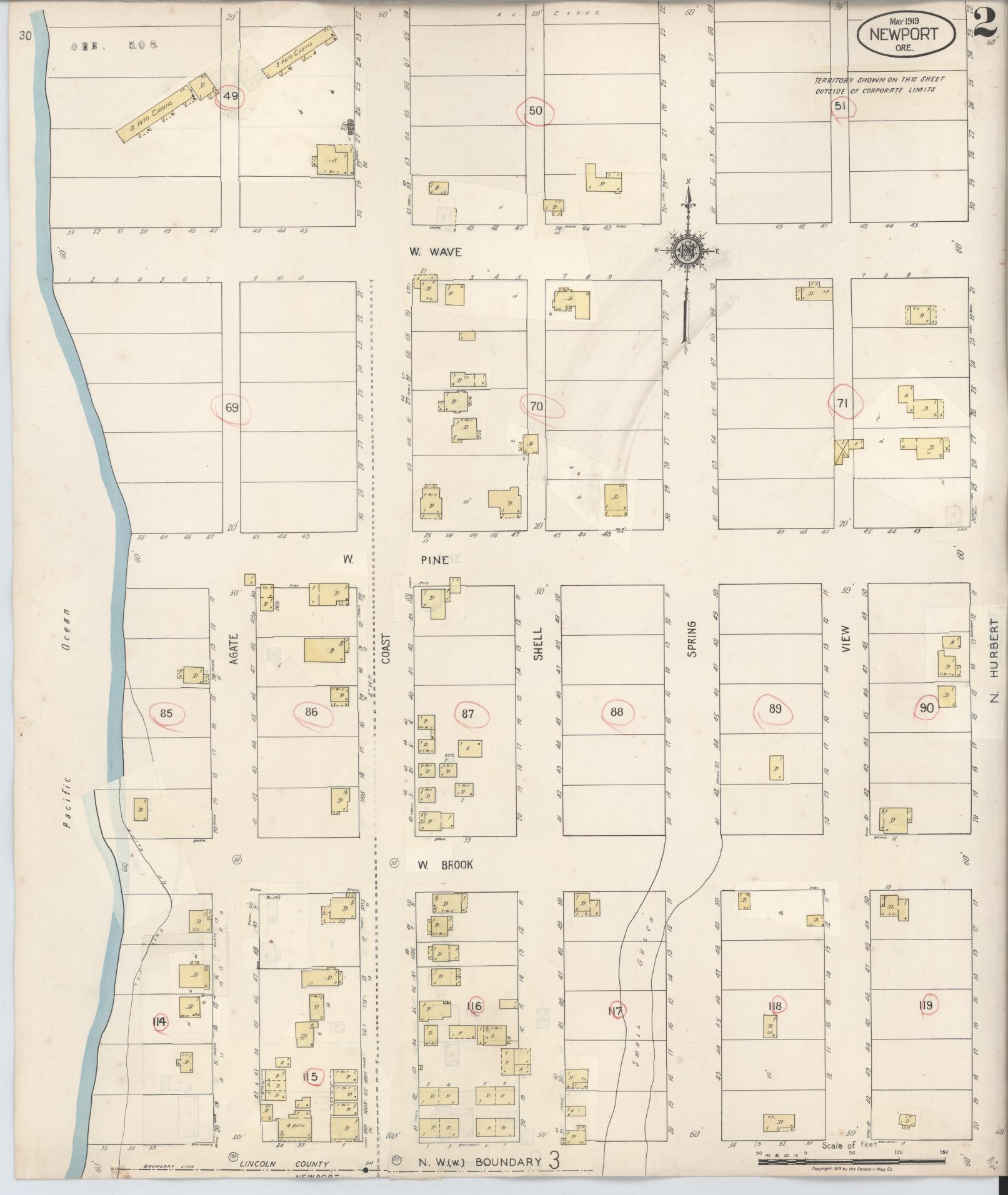 Sanborn Fire Insurance Map from Newport, Lincoln County, Oregon (1940), Sheet #0002 - Complete Map Set gallery image, historic Sanborn map, vintage wall art, Oregon Oregon