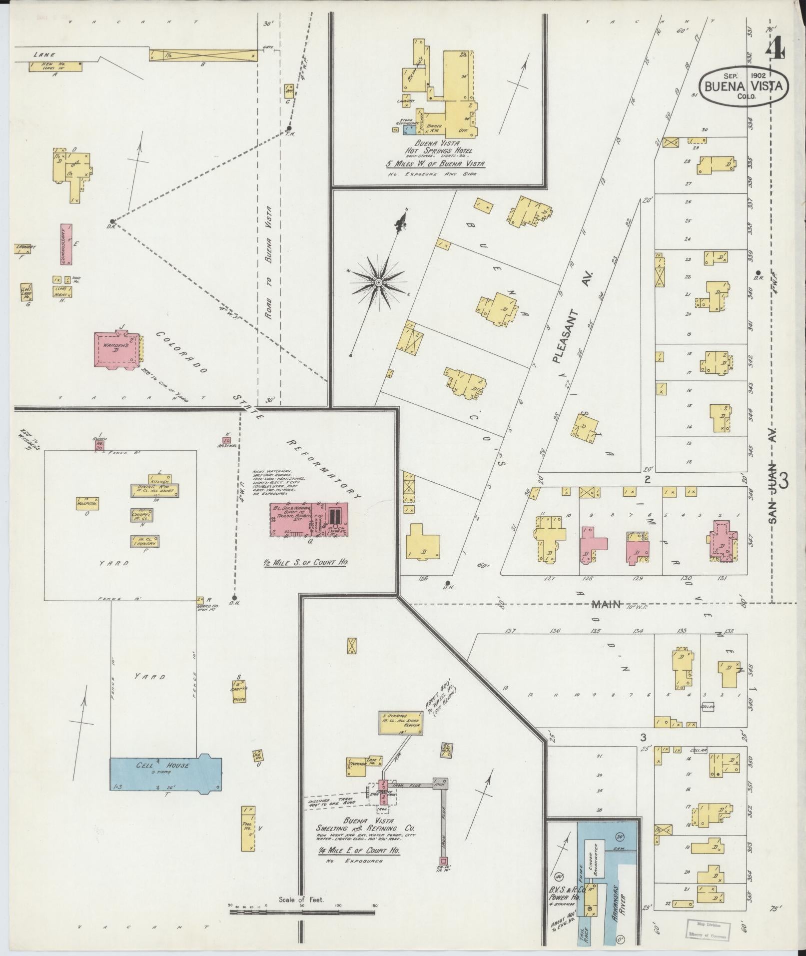 Sanborn Fire Insurance Map from Buena Vista, Chaffee County, Colorado (1902), Sheet #0004 - Historic Sanborn Fire Insurance Map Print, vintage old map wall art, antique decor, genealogy gift, Colorado Colorado map