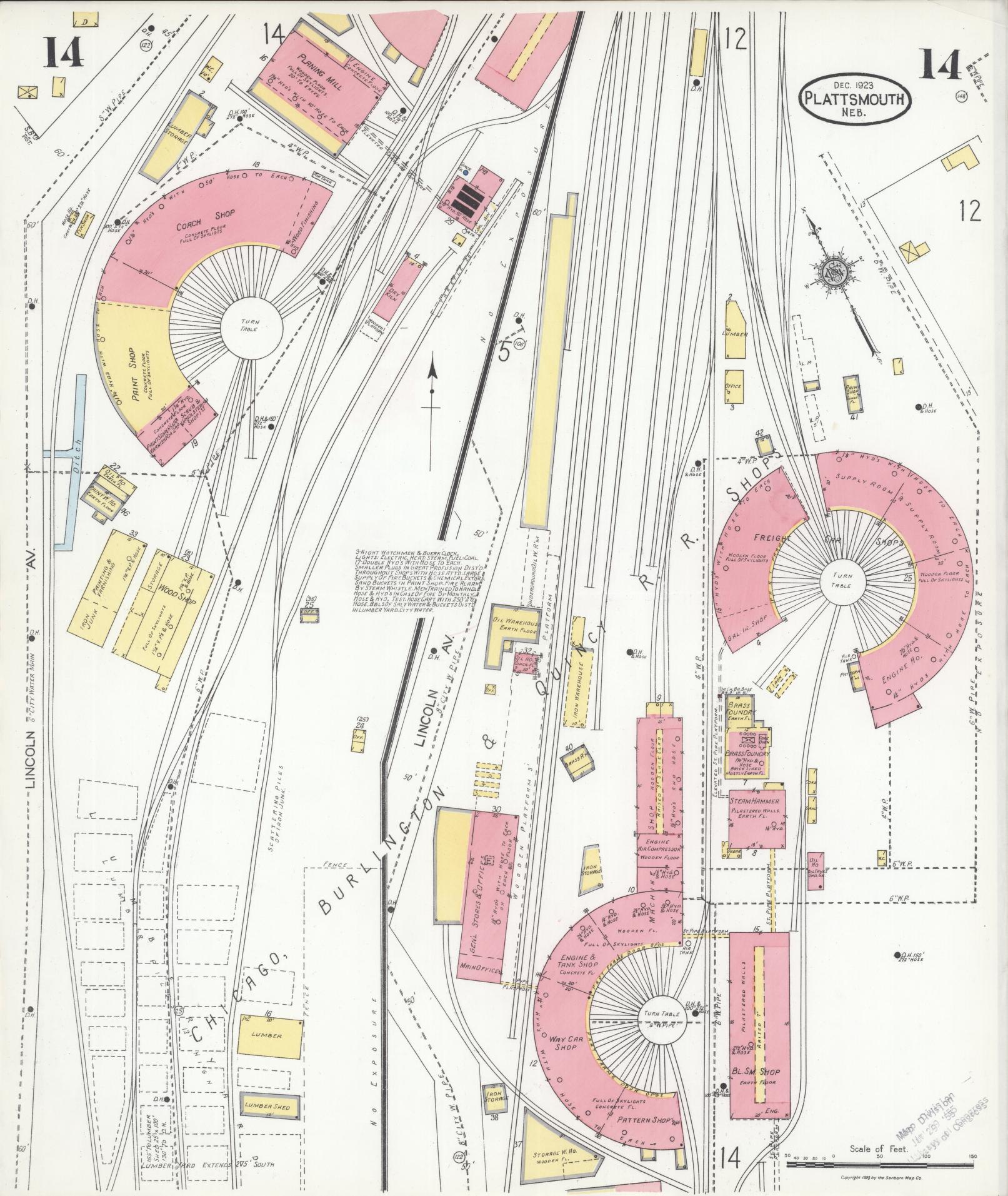 Sanborn Fire Insurance Map from Plattsmouth, Cass County, Nebraska (1923), Sheet #0014 - Complete Map Set gallery image, historic Sanborn map, vintage wall art, Nebraska Nebraska