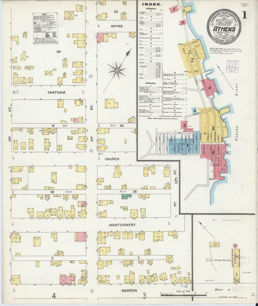 Sanborn Fire Insurance Map from Athens, Greene County, New York (1905), Sheet #0001 - Complete Map Set gallery image, historic Sanborn map, vintage wall art, New York New York