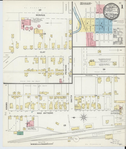 Sanborn Fire Insurance Map from Millersburg, Holmes County, Ohio (1892), Sheet #0001 - Complete Map Set gallery image, historic Sanborn map, vintage wall art, Ohio Ohio