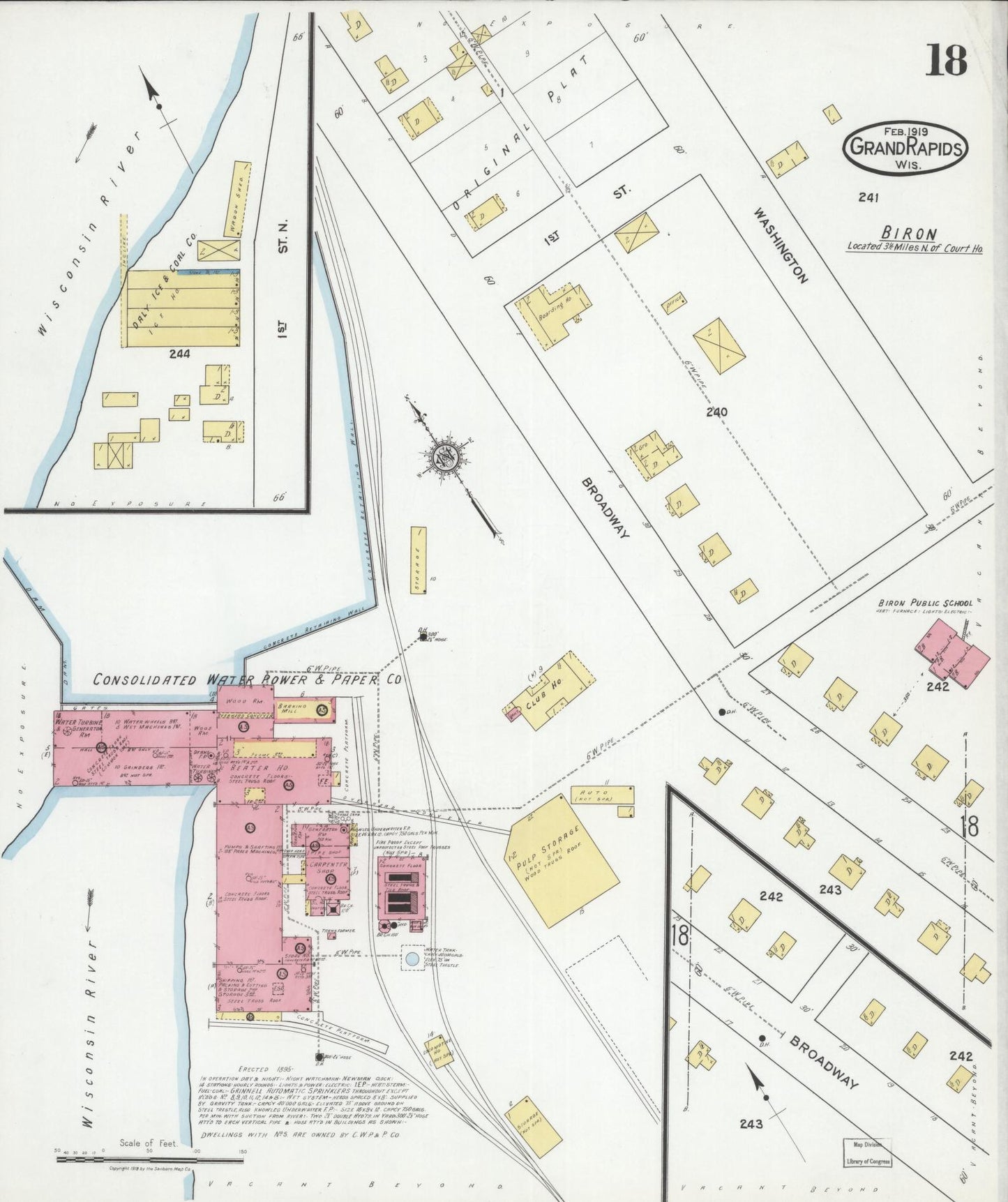 Sanborn Fire Insurance Map from Grand Rapids, Wood County, Wisconsin (1919), Sheet #0018 - Complete Map Set gallery image, historic Sanborn map, vintage wall art, Wisconsin Wisconsin