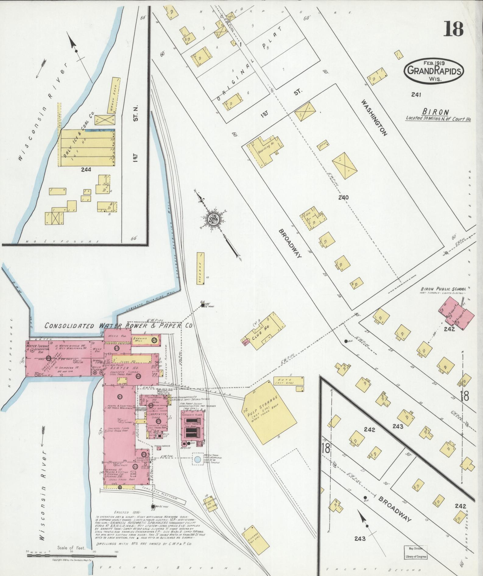 Sanborn Fire Insurance Map from Grand Rapids, Wood County, Wisconsin (1919), Sheet #0018 - Complete Map Set gallery image, historic Sanborn map, vintage wall art, Wisconsin Wisconsin