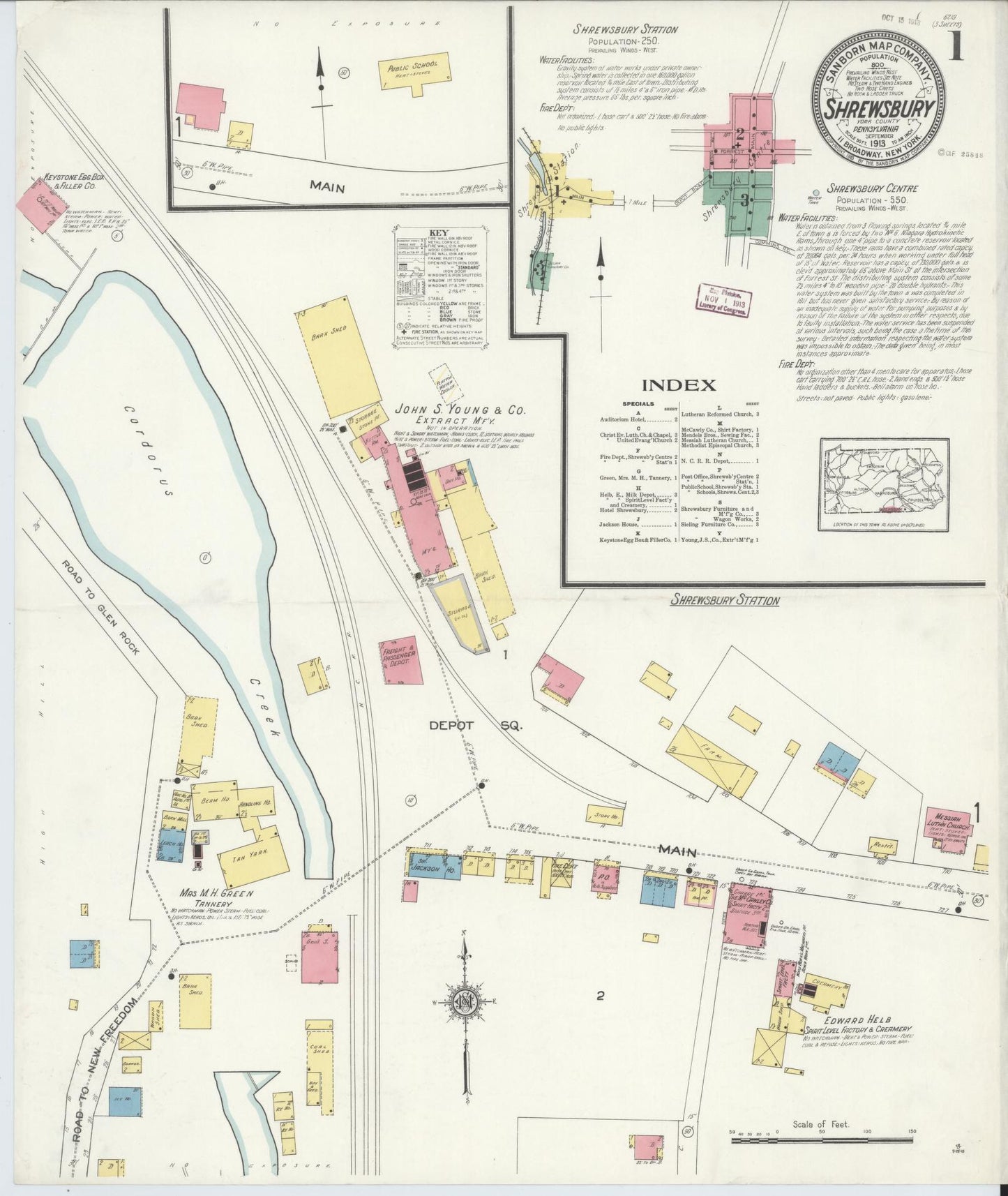 Sanborn Fire Insurance Map from Shrewsbury, York County, Pennsylvania (1913), Sheet #0001 - Complete Map Set gallery image, historic Sanborn map, vintage wall art, Pennsylvania Pennsylvania