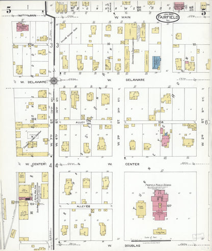 Sanborn Fire Insurance Map from Fairfield, Wayne County, Illinois (1923), Sheet #0005 - Complete Map Set gallery image, historic Sanborn map, vintage wall art, Illinois Illinois