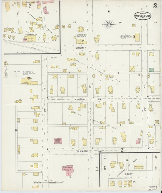 Sanborn Fire Insurance Map from Middletown, Henry County, Indiana (1896), Sheet #0003 - Historic Sanborn Fire Insurance Map Print, vintage old map wall art, antique decor, genealogy gift, Indiana Indiana map