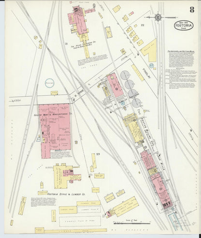 Sanborn Fire Insurance Map from Fostoria, Seneca, Hancock, And Wood Counties, Ohio (1914), Sheet #0008 - Historic Sanborn Fire Insurance Map Print, vintage old map wall art, antique decor, genealogy gift, Ohio Ohio map