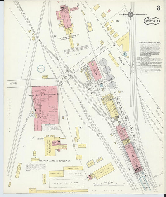 Sanborn Fire Insurance Map from Fostoria, Seneca, Hancock, And Wood Counties, Ohio (1914), Sheet #0008 - Historic Sanborn Fire Insurance Map Print, vintage old map wall art, antique decor, genealogy gift, Ohio Ohio map