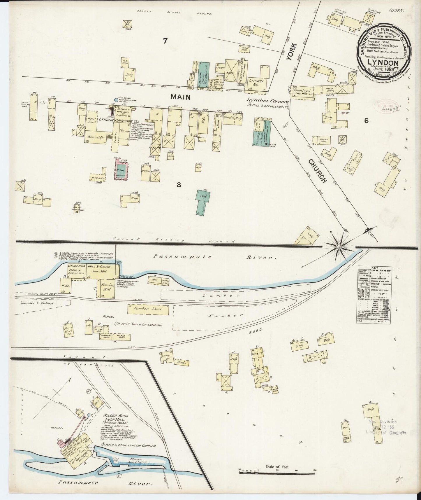 Sanborn Fire Insurance Map from Lyndon, Caledonia County, Vermont. (1889) – Historic Sanborn Fire Insurance Map Print