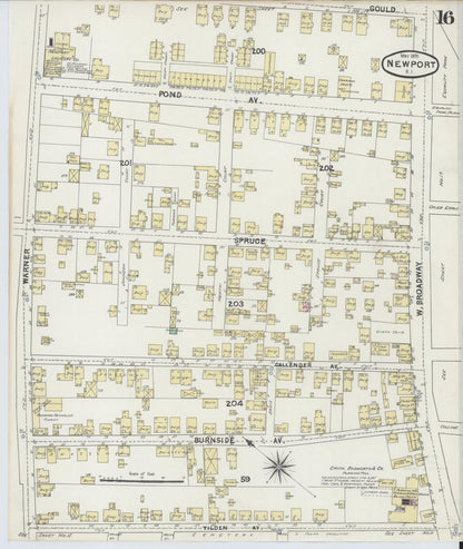 Sanborn Fire Insurance Map from Newport, Newport County, Rhode Island (1891), Sheet #0016 - Complete Map Set gallery image, historic Sanborn map, vintage wall art, Rhode Island Rhode Island