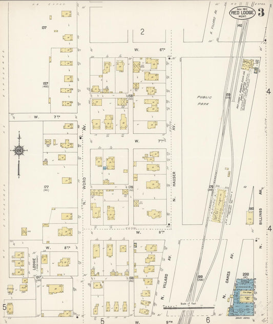 Sanborn Fire Insurance Map from Red Lodge, Carbon County, Montana (1912), Sheet #0003 - Historic Sanborn Fire Insurance Map Print, vintage old map wall art, antique decor, genealogy gift, Montana Montana map
