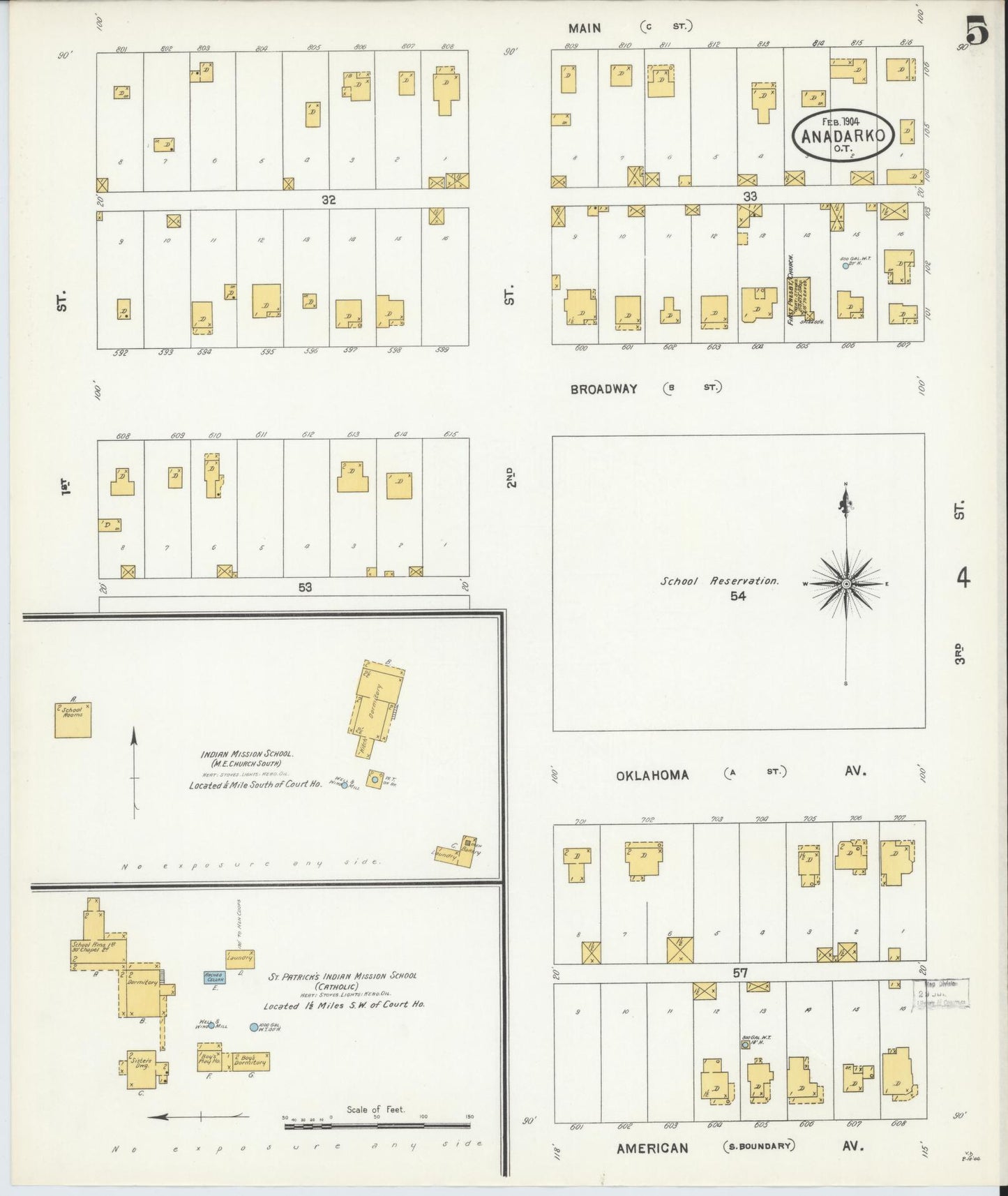 Sanborn Fire Insurance Map from Anadarko, Caddo County, Oklahoma (1904), Sheet #0005 - Complete Map Set gallery image, historic Sanborn map, vintage wall art, Oklahoma Oklahoma