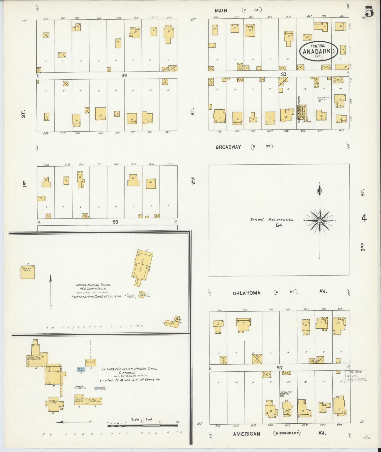 Sanborn Fire Insurance Map from Anadarko, Caddo County, Oklahoma (1904), Sheet #0005 - Complete Map Set gallery image, historic Sanborn map, vintage wall art, Oklahoma Oklahoma