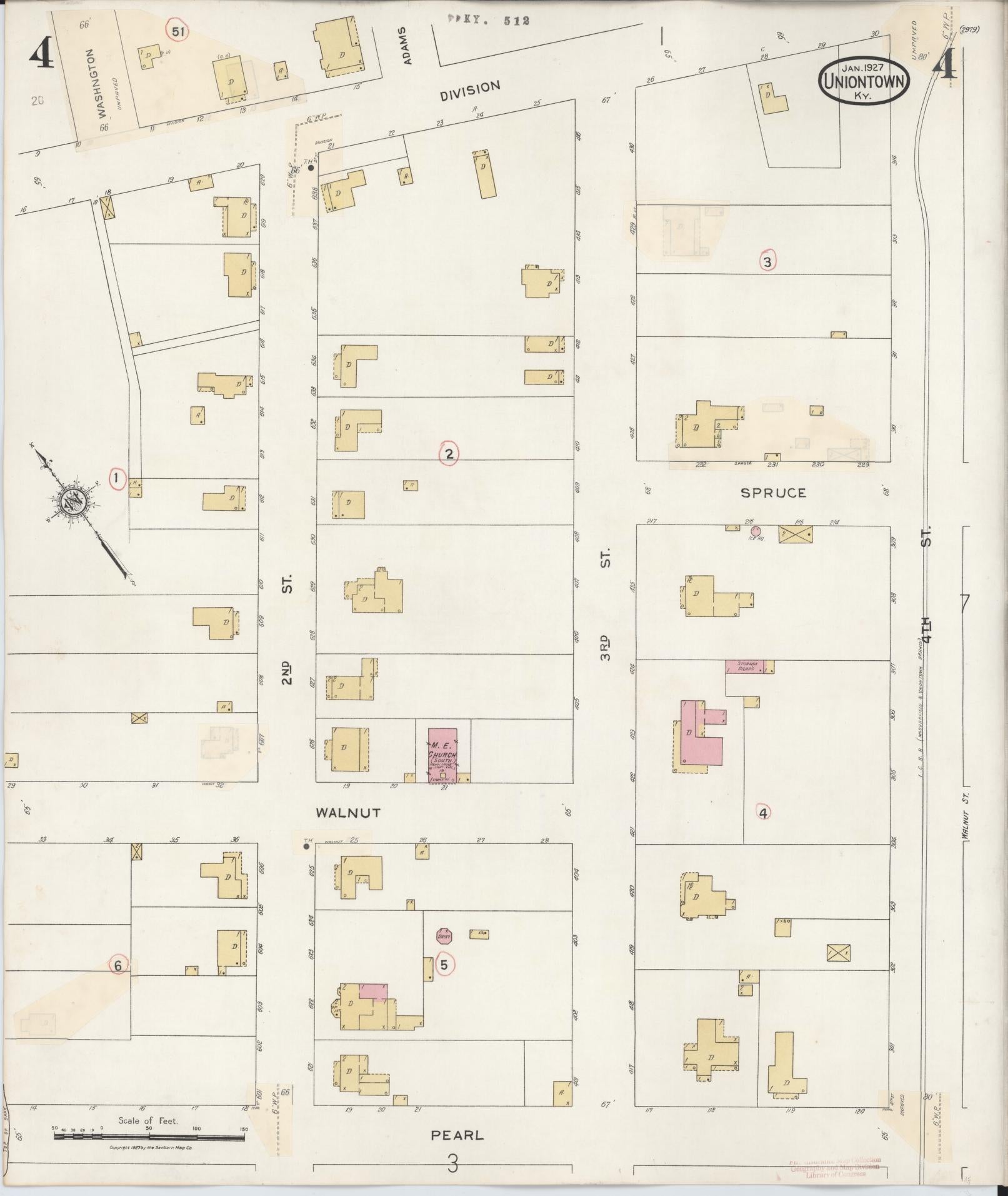 Sanborn Fire Insurance Map from Uniontown, Union County, Kentucky (1939), Sheet #0004 - Complete Map Set gallery image, historic Sanborn map, vintage wall art, Kentucky Kentucky
