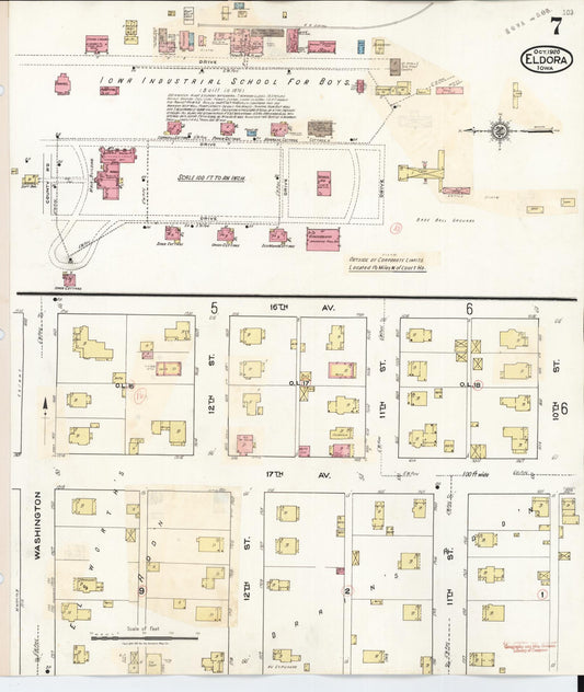 Sanborn Fire Insurance Map from Eldora, Hardin County, Iowa (1940), Sheet #0007 - Historic Sanborn Fire Insurance Map Print, vintage old map wall art