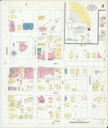 Sanborn Fire Insurance Map from Salem, Marion County, Illinois (1908), Sheet #0003 - Complete Map Set gallery image, historic Sanborn map, vintage wall art, Illinois Illinois
