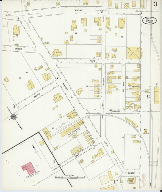 Sanborn Fire Insurance Map from Shaw, Bolivar County, Mississippi (1911), Sheet #0003 - Historic Sanborn Fire Insurance Map Print, vintage old map wall art, antique decor, genealogy gift, Mississippi Mississippi map