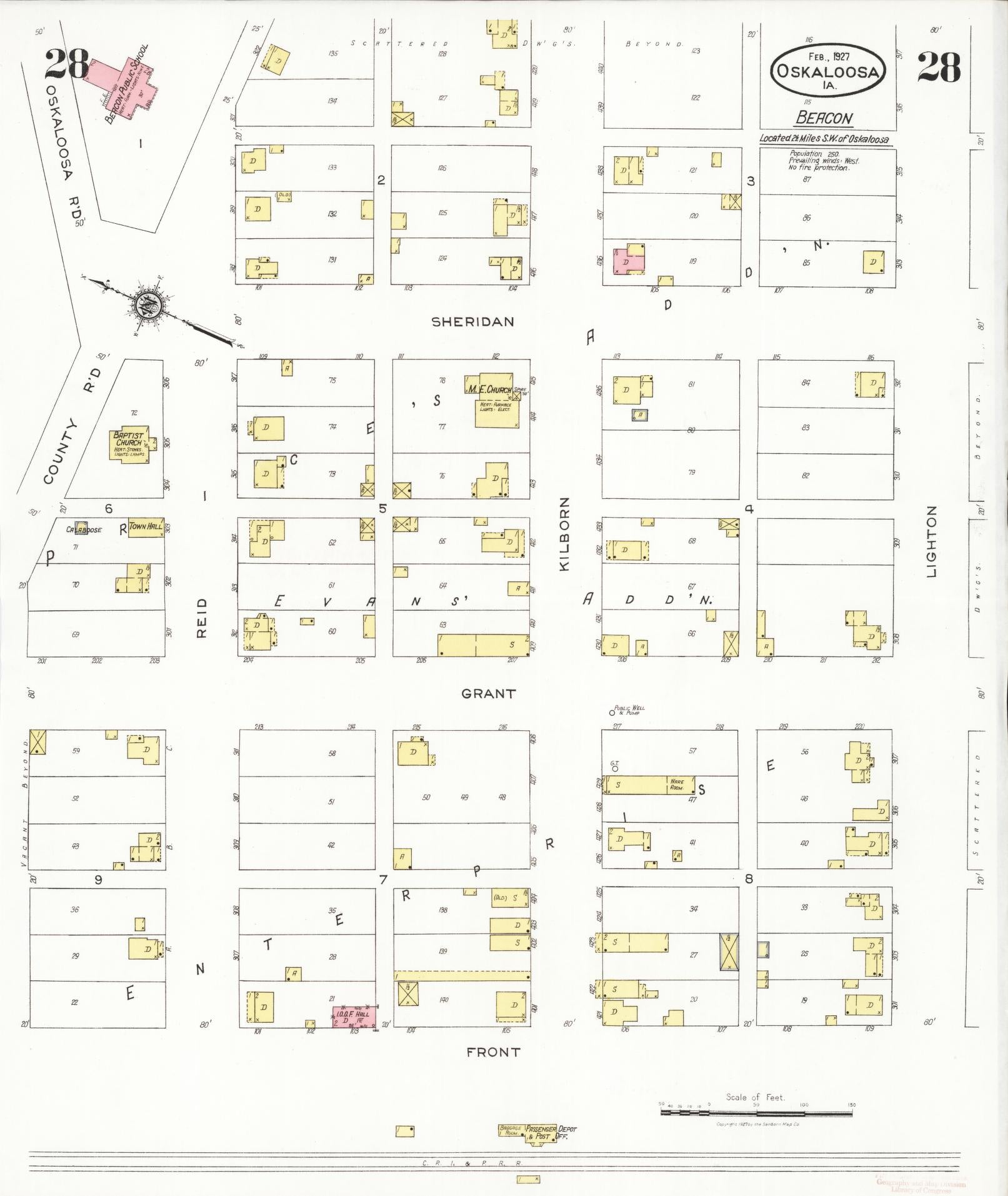 Sanborn Fire Insurance Map from Oskaloosa, Mahaska County, Iowa (1927), Sheet #0028 - Historic Sanborn Fire Insurance Map Print