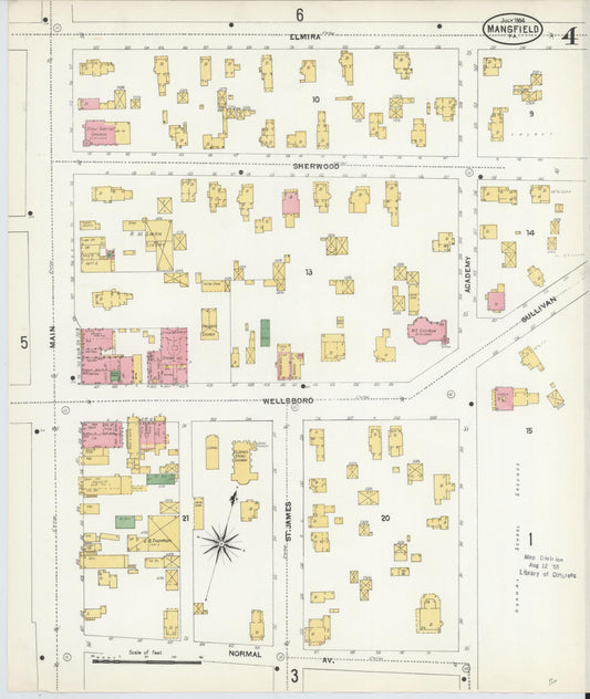 Sanborn Fire Insurance Map from Mansfield, Tioga County, Pennsylvania (1904), Sheet #0004 - Historic Sanborn Fire Insurance Map Print, vintage old map wall art, antique decor, genealogy gift, Pennsylvania Pennsylvania map