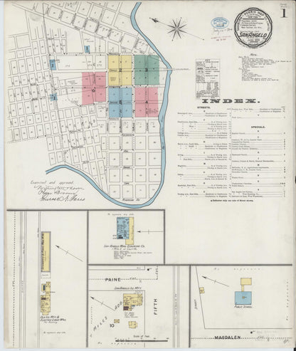 Sanborn Fire Insurance Map from San Angelo, Tom Green County, Texas (1894), Sheet #0001 - Complete Map Set gallery image, historic Sanborn map, vintage wall art, Texas Texas