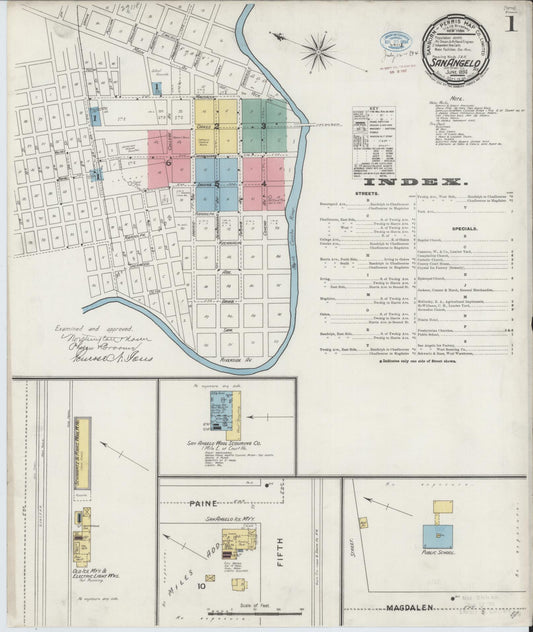 Sanborn Fire Insurance Map from San Angelo, Tom Green County, Texas (1894), Sheet #0001 - Complete Map Set gallery image, historic Sanborn map, vintage wall art, Texas Texas