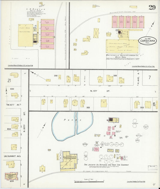 Sanborn Fire Insurance Map from Corsicana, Navarro County, Texas (1910), Sheet #0029 - Historic Sanborn Fire Insurance Map Print, vintage old map wall art, antique decor, genealogy gift, Texas Texas map