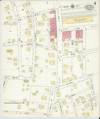 Sanborn Fire Insurance Map from Jellico, Whitley County, Ky., and Campbell County, Tenna, Kentucky (1913), Sheet #0004 - Complete Map Set gallery image, historic Sanborn map, vintage wall art, Kentucky Kentucky