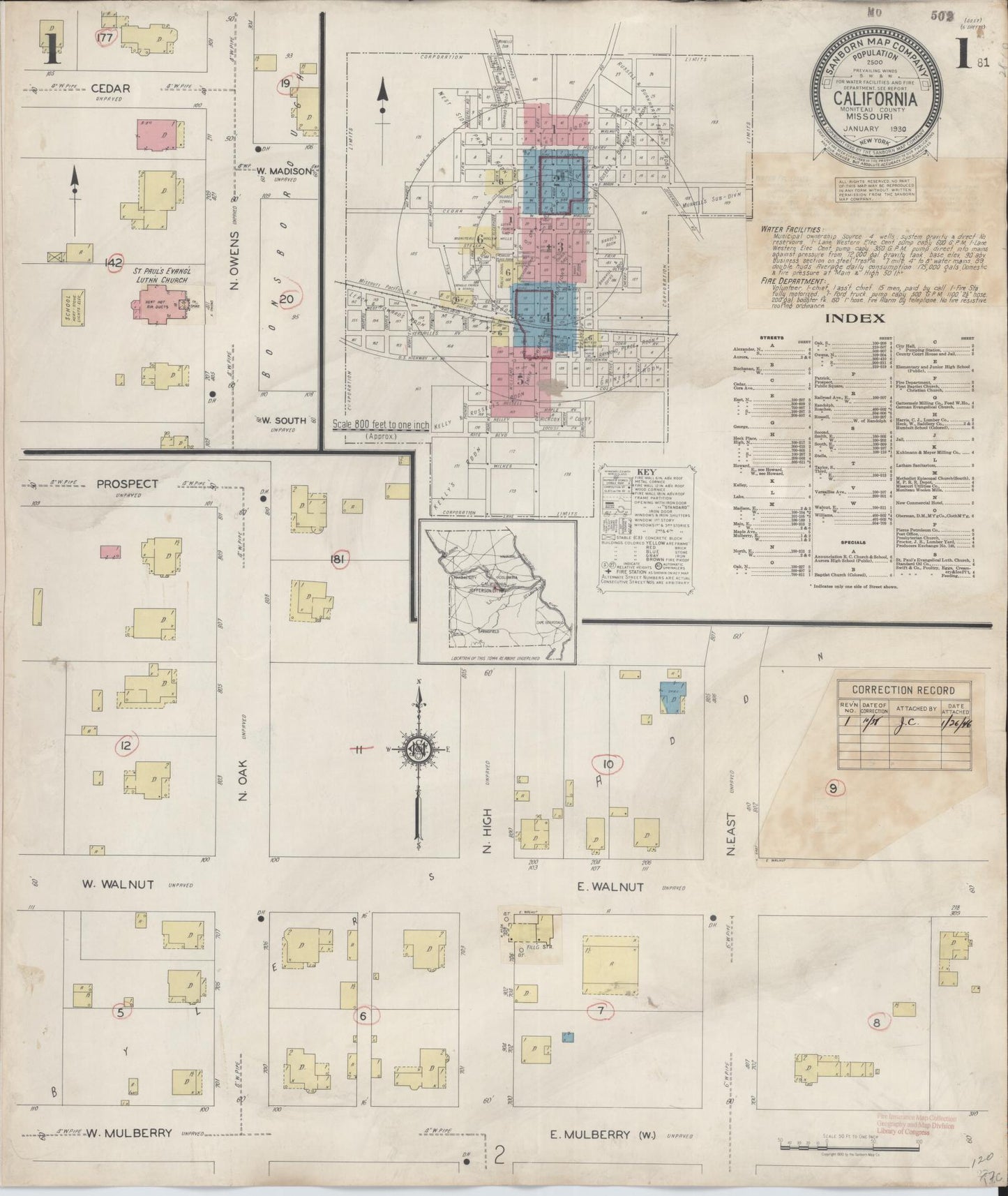 Sanborn Fire Insurance Map from California, Moniteau County, Missouri. (1938) – Historic Sanborn Fire Insurance Map Print