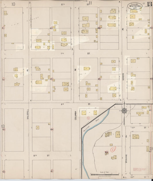 Sanborn Fire Insurance Map from Whitefish, Flathead County, Montana (1932), Sheet #0013 - Historic Sanborn Fire Insurance Map Print, vintage old map wall art, antique decor, genealogy gift, Montana Montana map