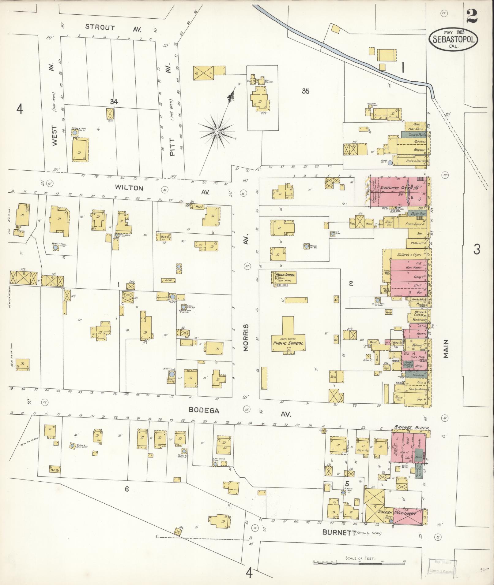Sanborn Fire Insurance Map from Sebastopol, Sonoma County, California (1903), Sheet #0002 - Complete Map Set gallery image, historic Sanborn map, vintage wall art, California California