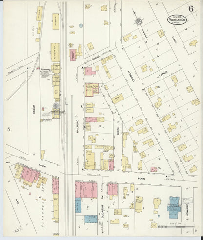 Sanborn Fire Insurance Map from Richmond, Macomb County, Michigan (1913), Sheet #0006 - Historic Sanborn Fire Insurance Map Print, vintage old map wall art, antique decor, genealogy gift, Michigan Michigan map
